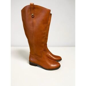 I.N.C. Fawne Cognac Leather Riding Boots Size 9M Wide Calf New Without Box